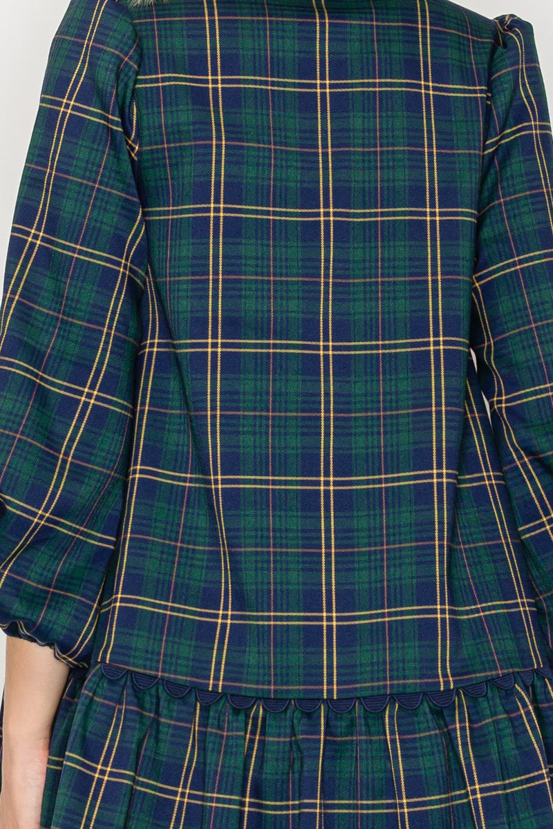 Eloise Green Tartan Checker Mini Dress