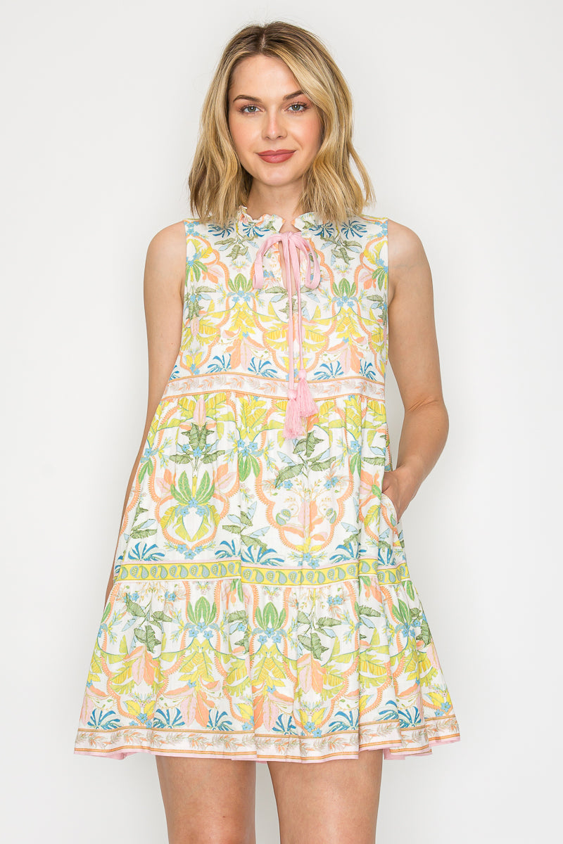 Garden Flower Print Mini Dress