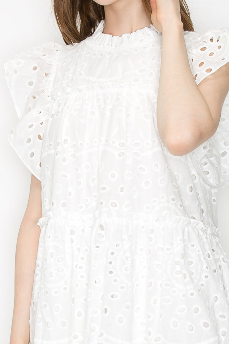 Cotton Eyelet Mini Dress