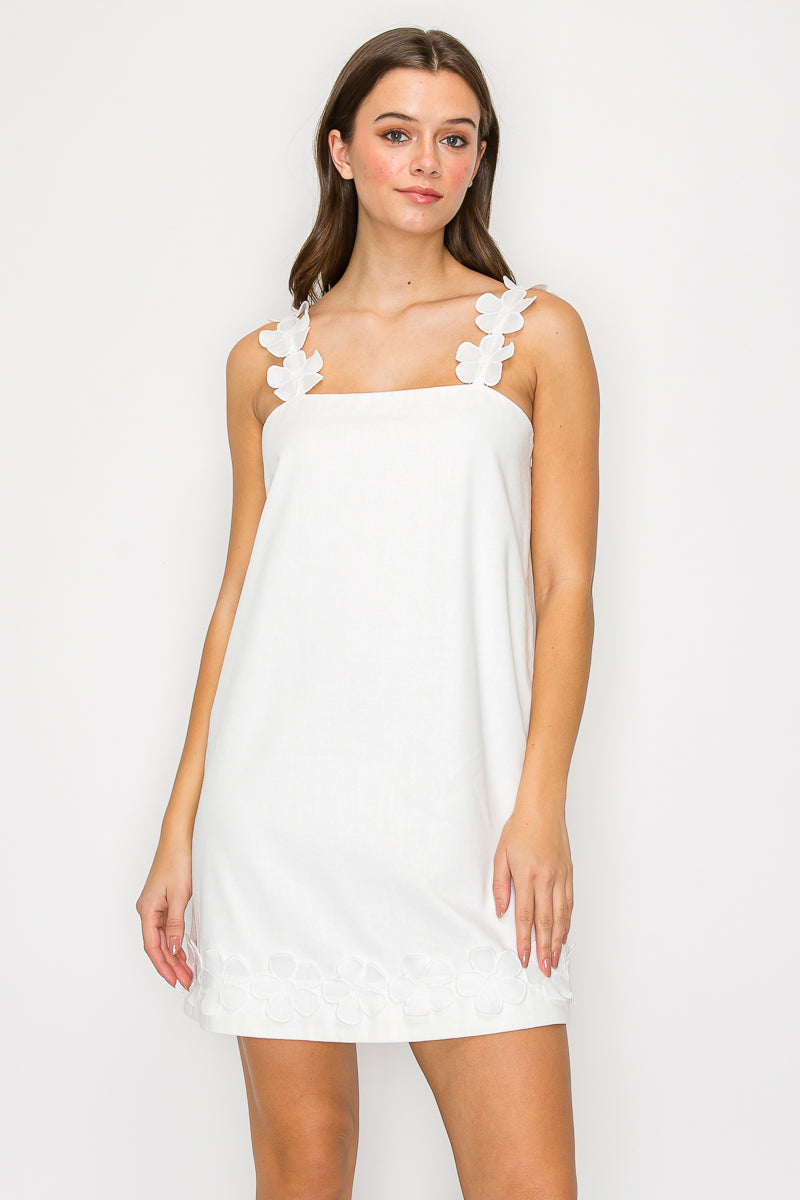 Lovely White Daisy Mini Dress