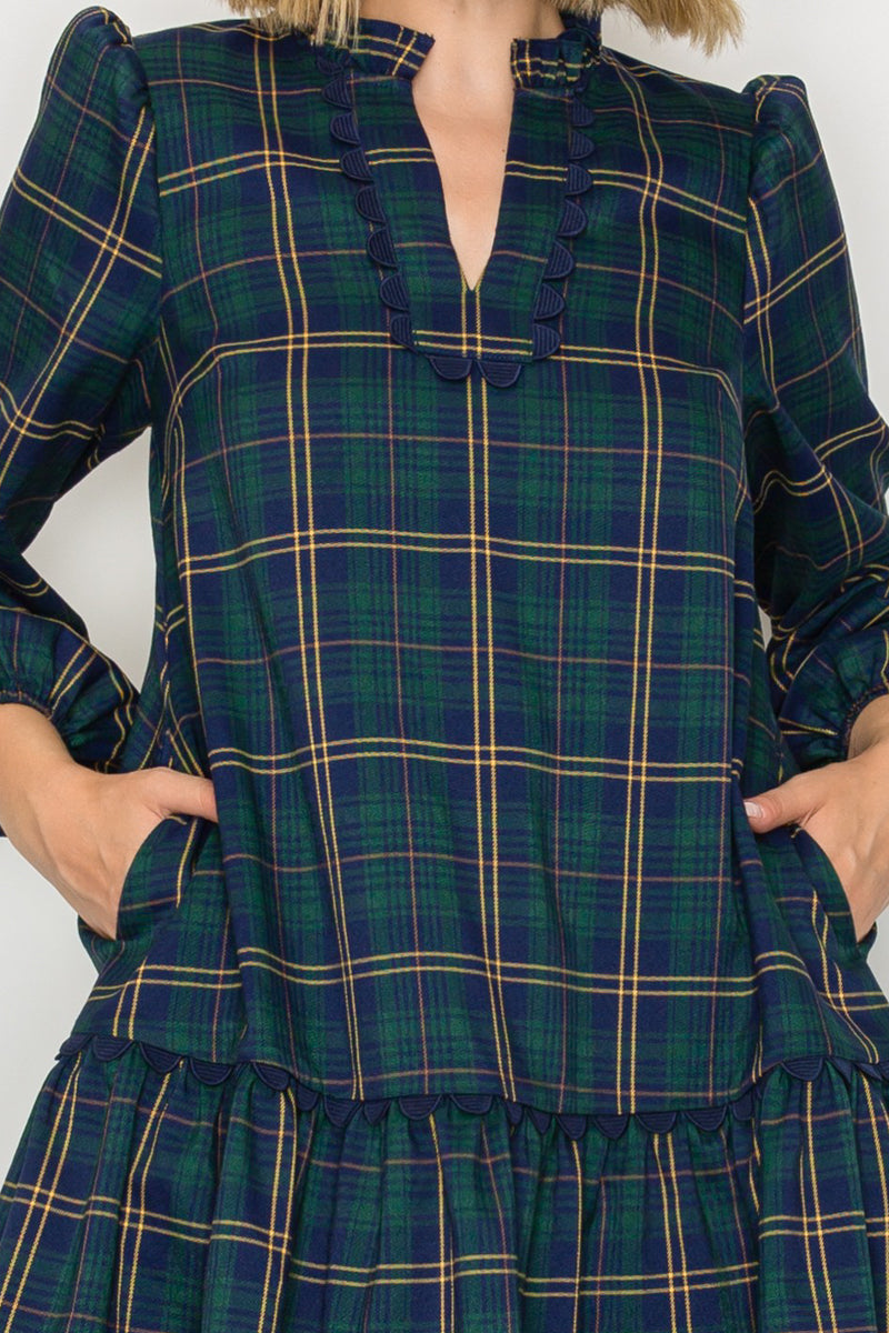 Eloise Green Tartan Checker Mini Dress