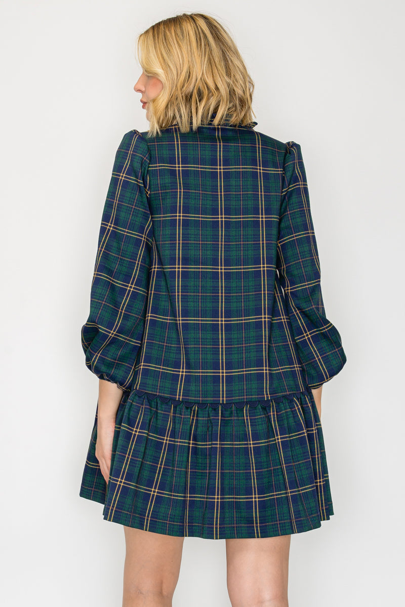 Eloise Green Tartan Checker Mini Dress