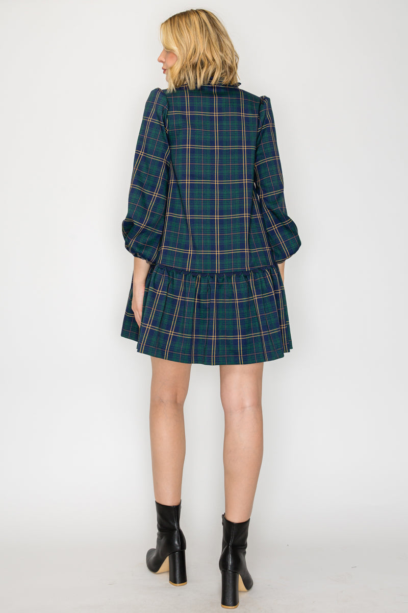 Eloise Green Tartan Checker Mini Dress